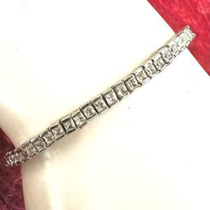Silver tone rhinestone adjustable bracelet